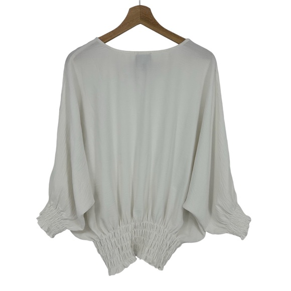 Coco Bianco White Ruched Stretch Blouse - Picture 2 of 3